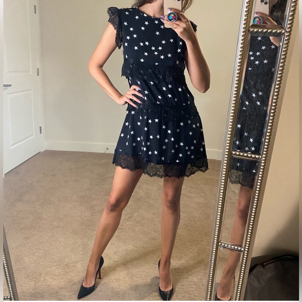 Denny Rose Mini Black Dress with Stars